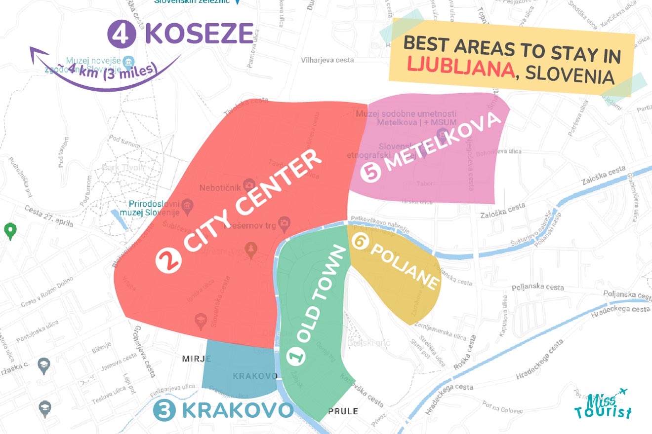 Map of best places to stay Ljubljana